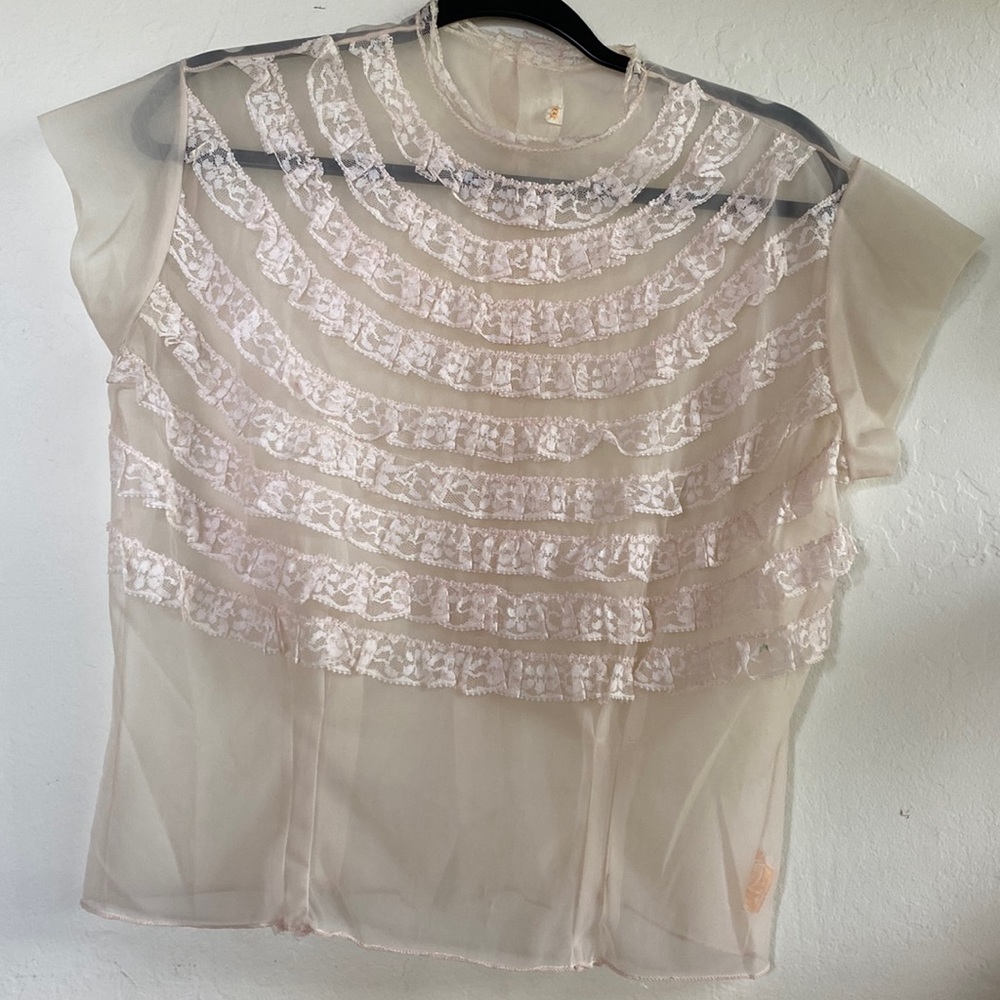 Vintage sheer cap sleeve top - small